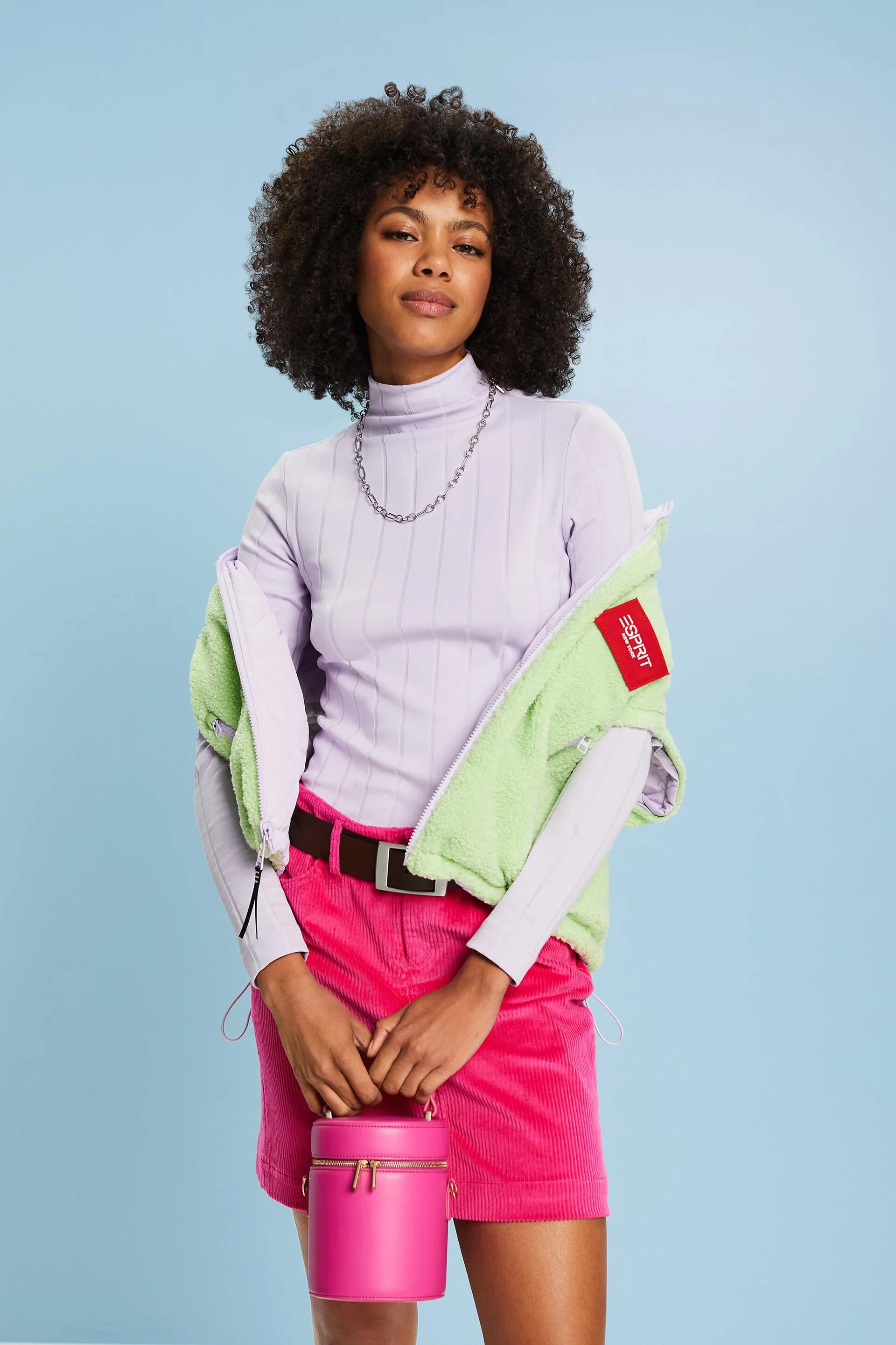 Maglia dolcevita in jersey a coste