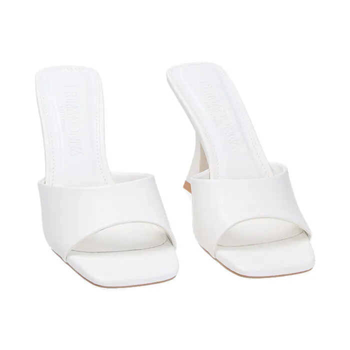 Mules Open Toe bianche, tacco 9,5 cm