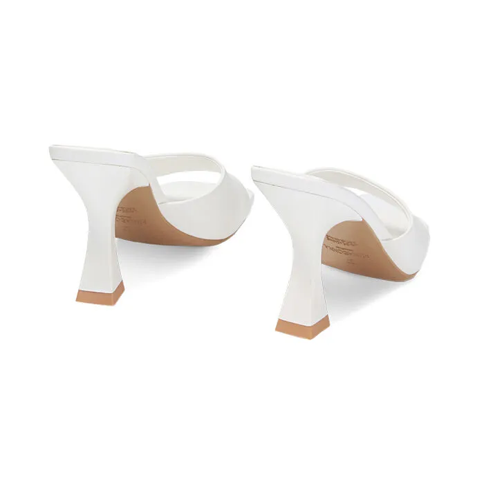 Mules Open Toe bianche, tacco 9,5 cm