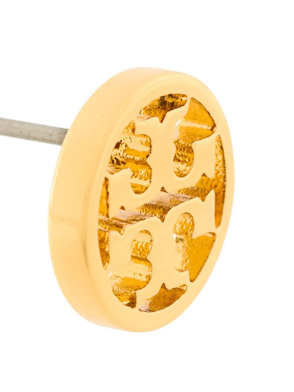 Orecchini a bottone con logo in oro - donna