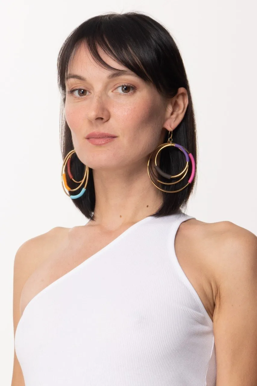 Orecchini a cerchi multicolor Bronzo-Multicolor