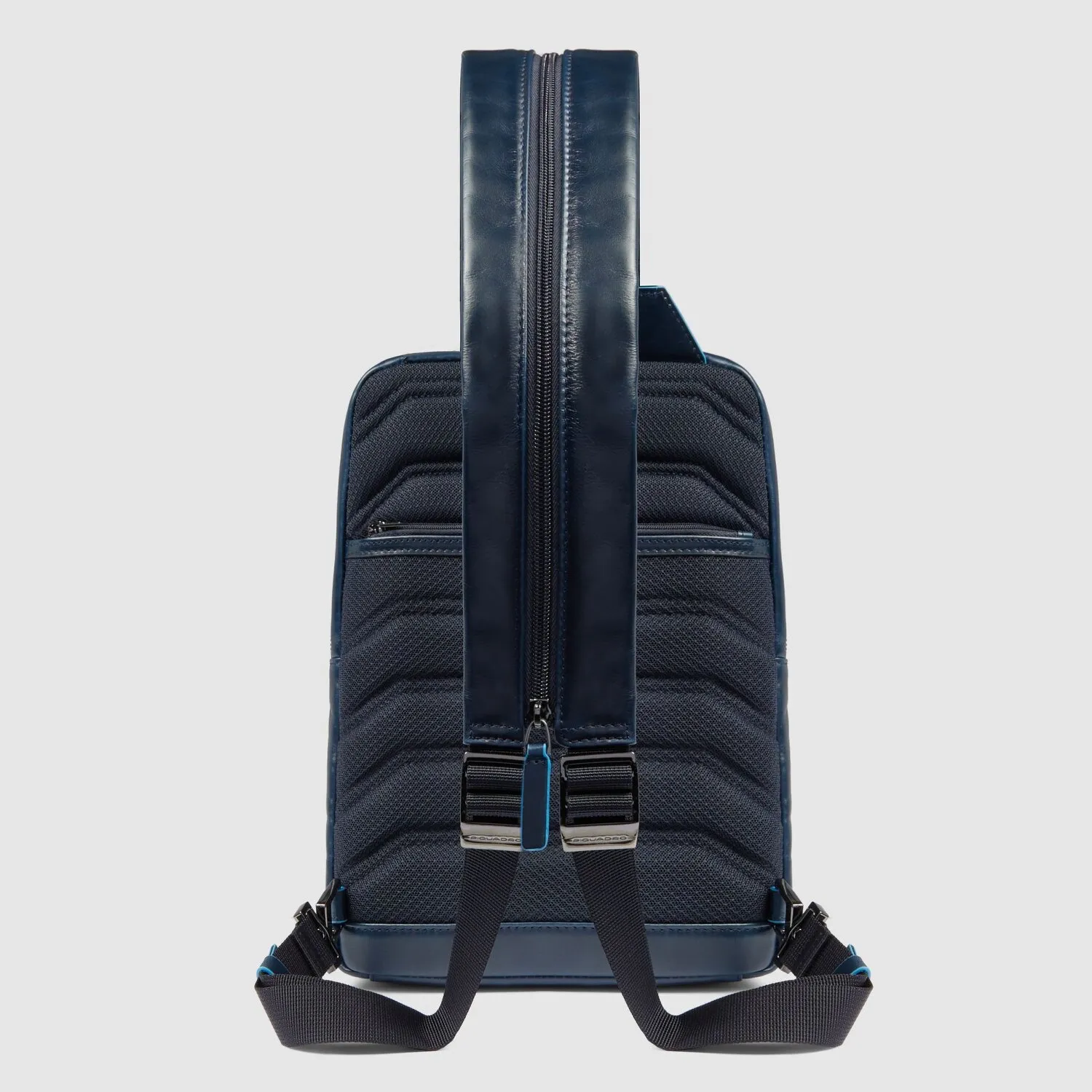 Piquadro Borsa a tracolla quadrata blu da 30,5 cm