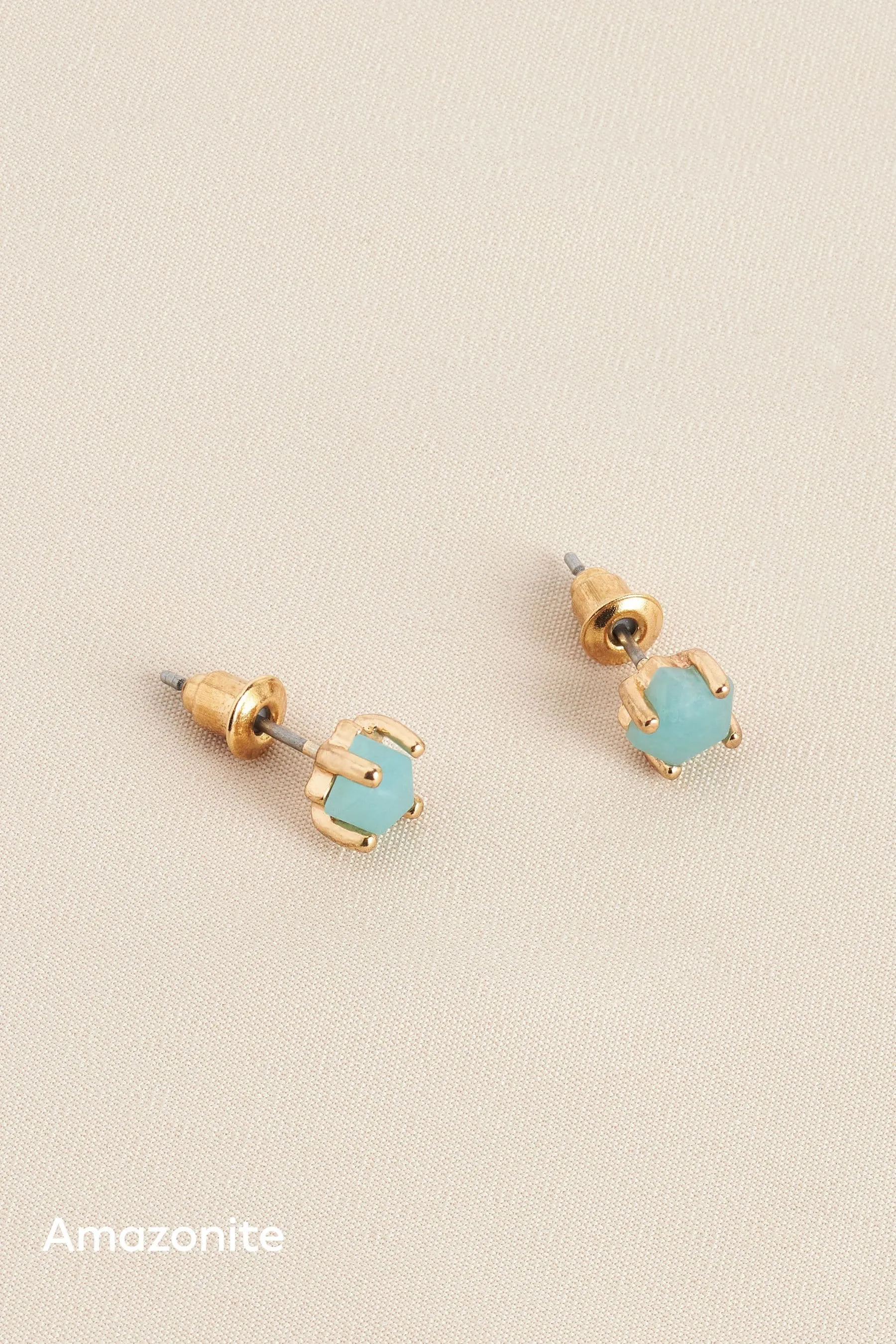 Placcatura oro/argento  - Orecchini a bottone Stone semipreziosi