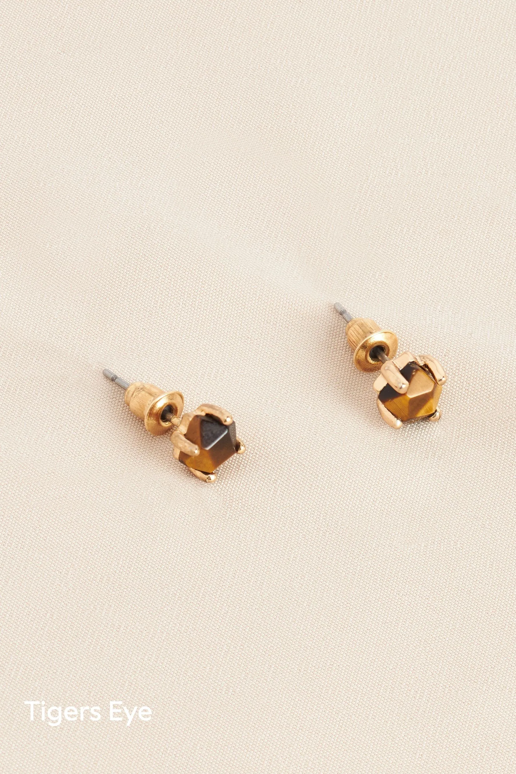 Placcatura oro/argento  - Orecchini a bottone Stone semipreziosi