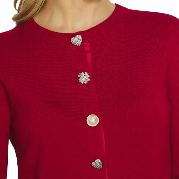 Relish Cardigan da donna a manica lunga con tasche più bottoni gioiello Cornelia RDA2402054045 rossetto rosso