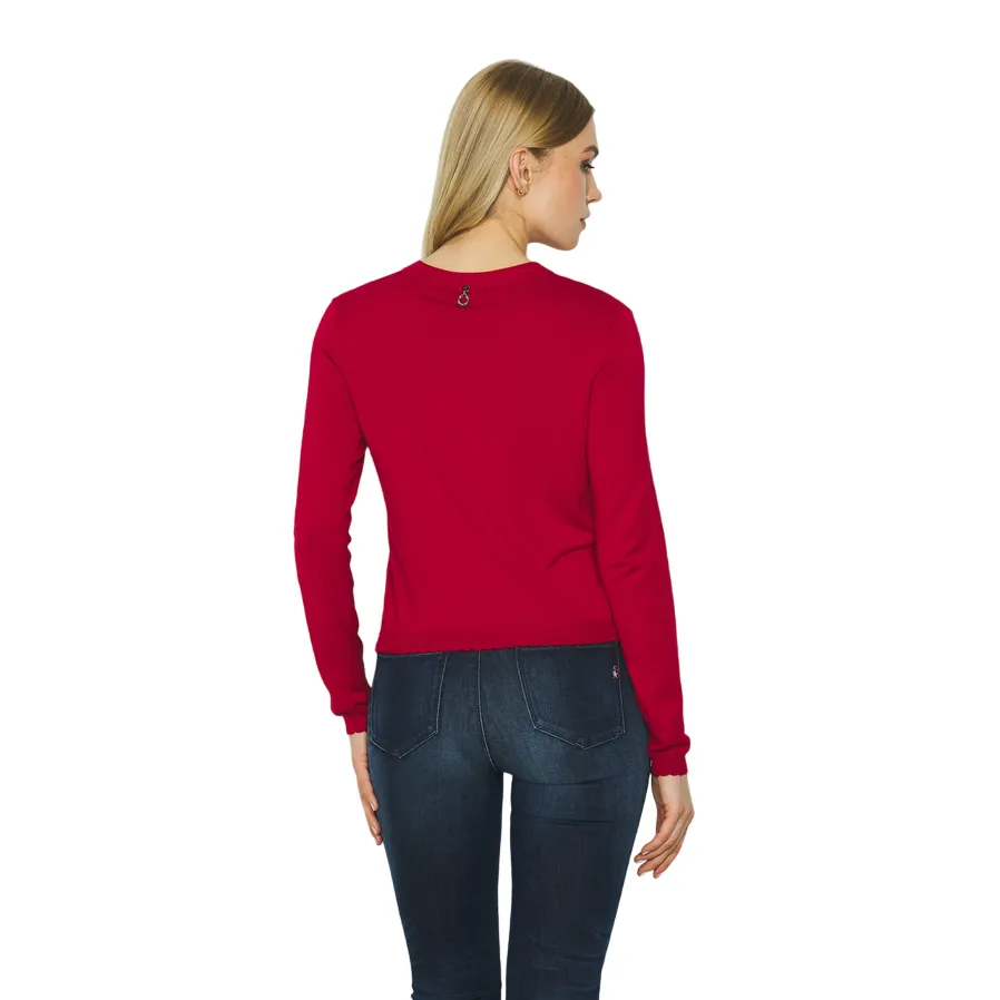 Relish Cardigan da donna a manica lunga con tasche più bottoni gioiello Cornelia RDA2402054045 rossetto rosso