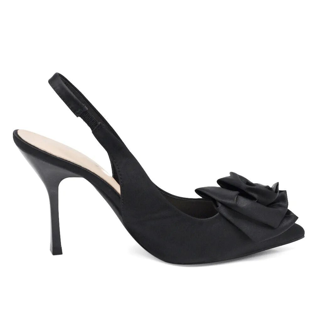 Scarpe Décolleté Da Donna Cerimonia Tacco Elegante Raso Rosa Fiori HF-189