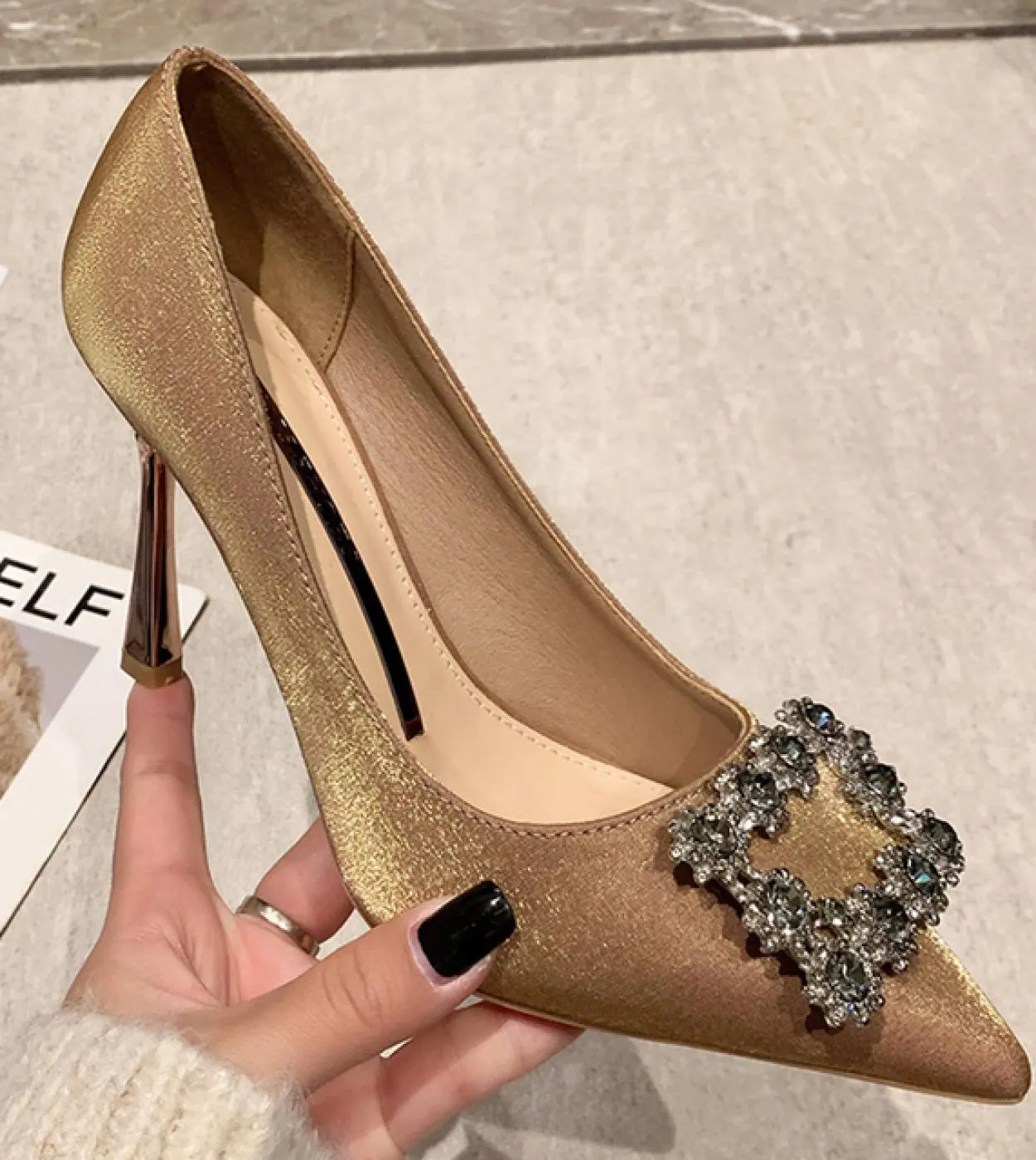 Scarpe eleganti Décolleté marroni con tacco a punta Scarpe da donna Décolleté marroni con punta a punta