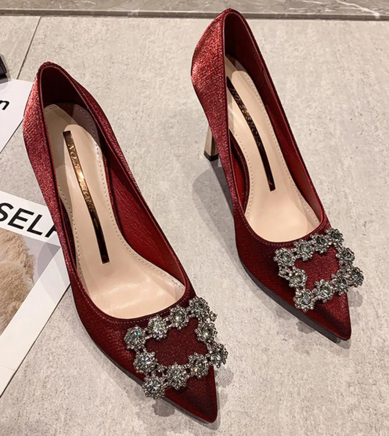 Scarpe eleganti Décolleté marroni con tacco a punta Scarpe da donna Décolleté marroni con punta a punta