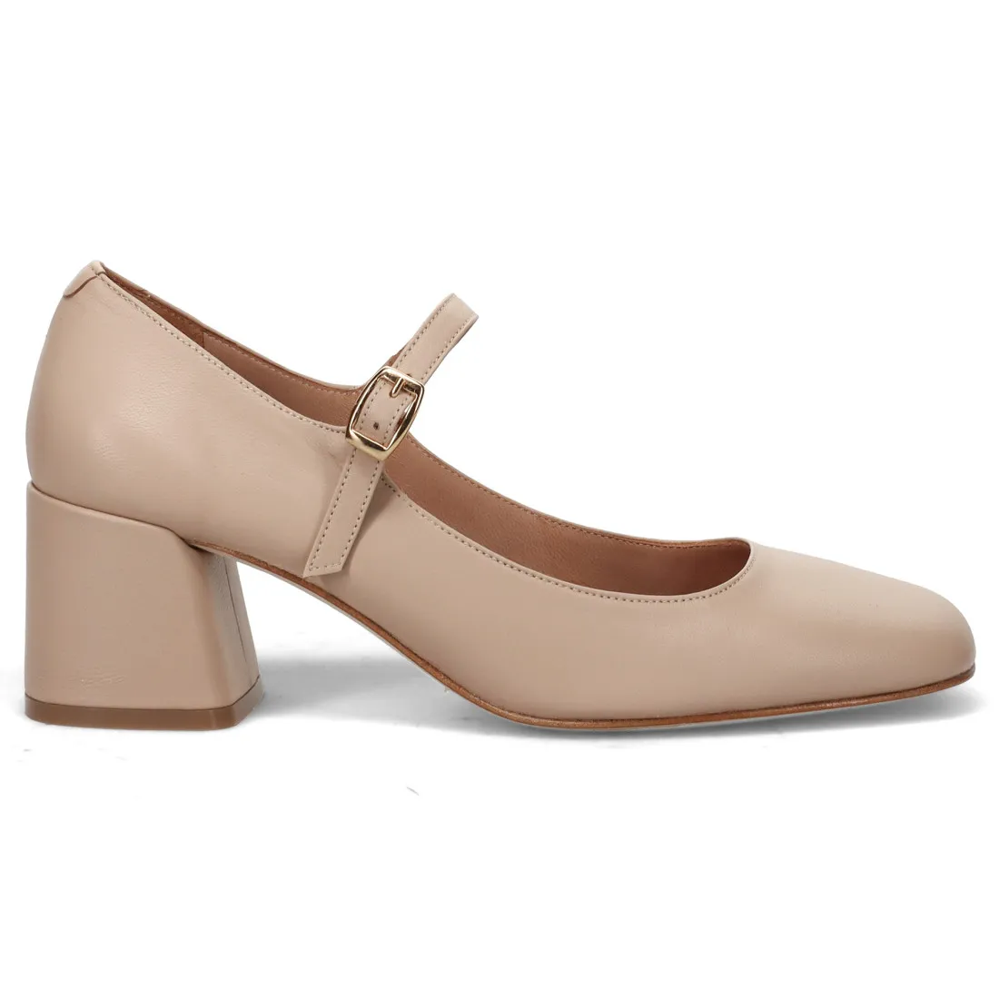 Scarpe Mary Jane Sangiorgio in pelle fondotinta con tacco medio