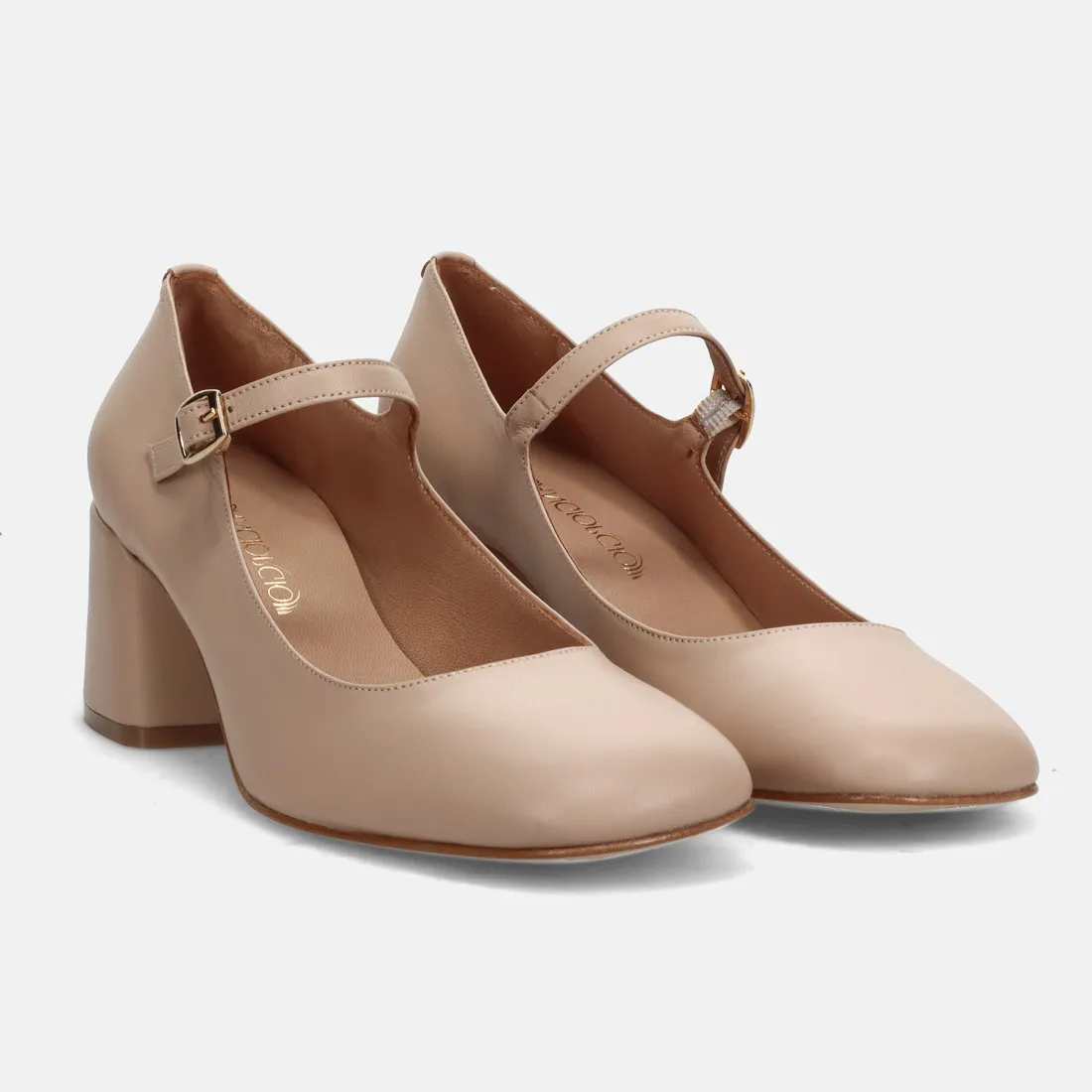 Scarpe Mary Jane Sangiorgio in pelle fondotinta con tacco medio