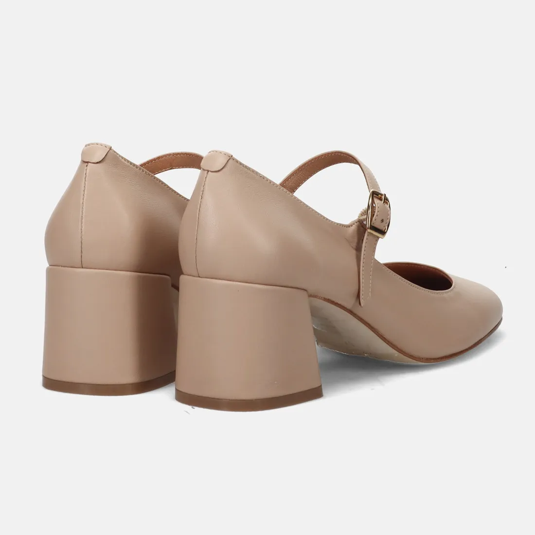 Scarpe Mary Jane Sangiorgio in pelle fondotinta con tacco medio