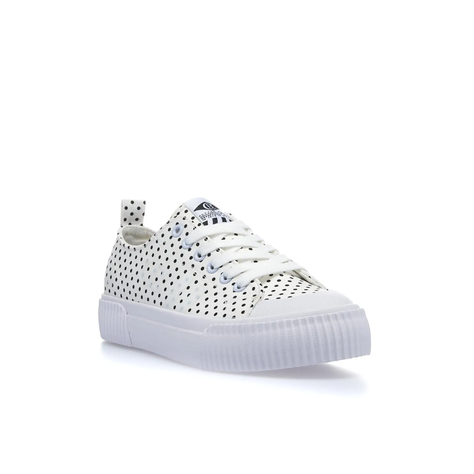 Sneakers bianche in tela a pois