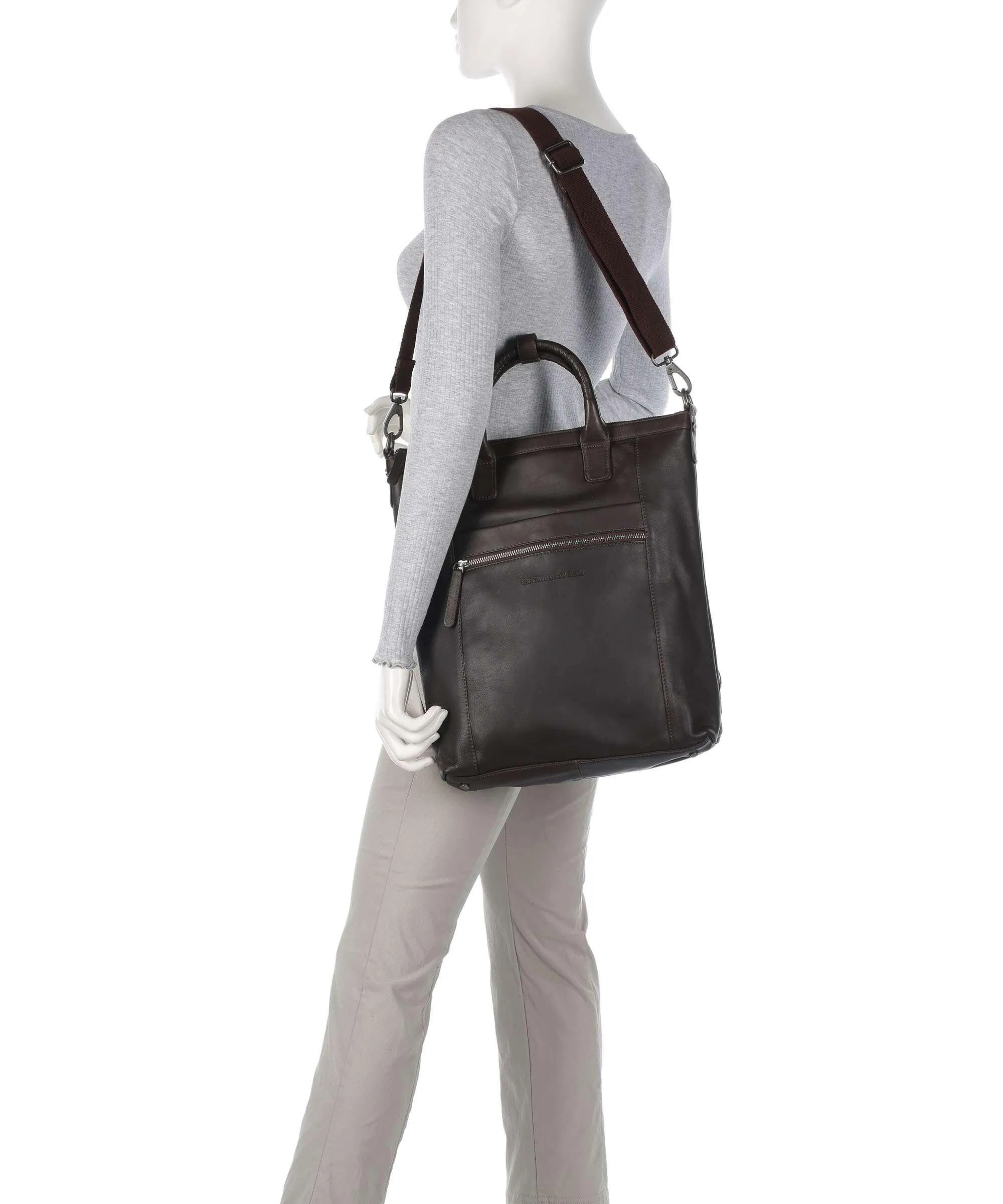  The Chesterfield Brand Cow Wax Pull Up Luisa Borsa a zainetto 15″ pelle bovina marrone scuro  