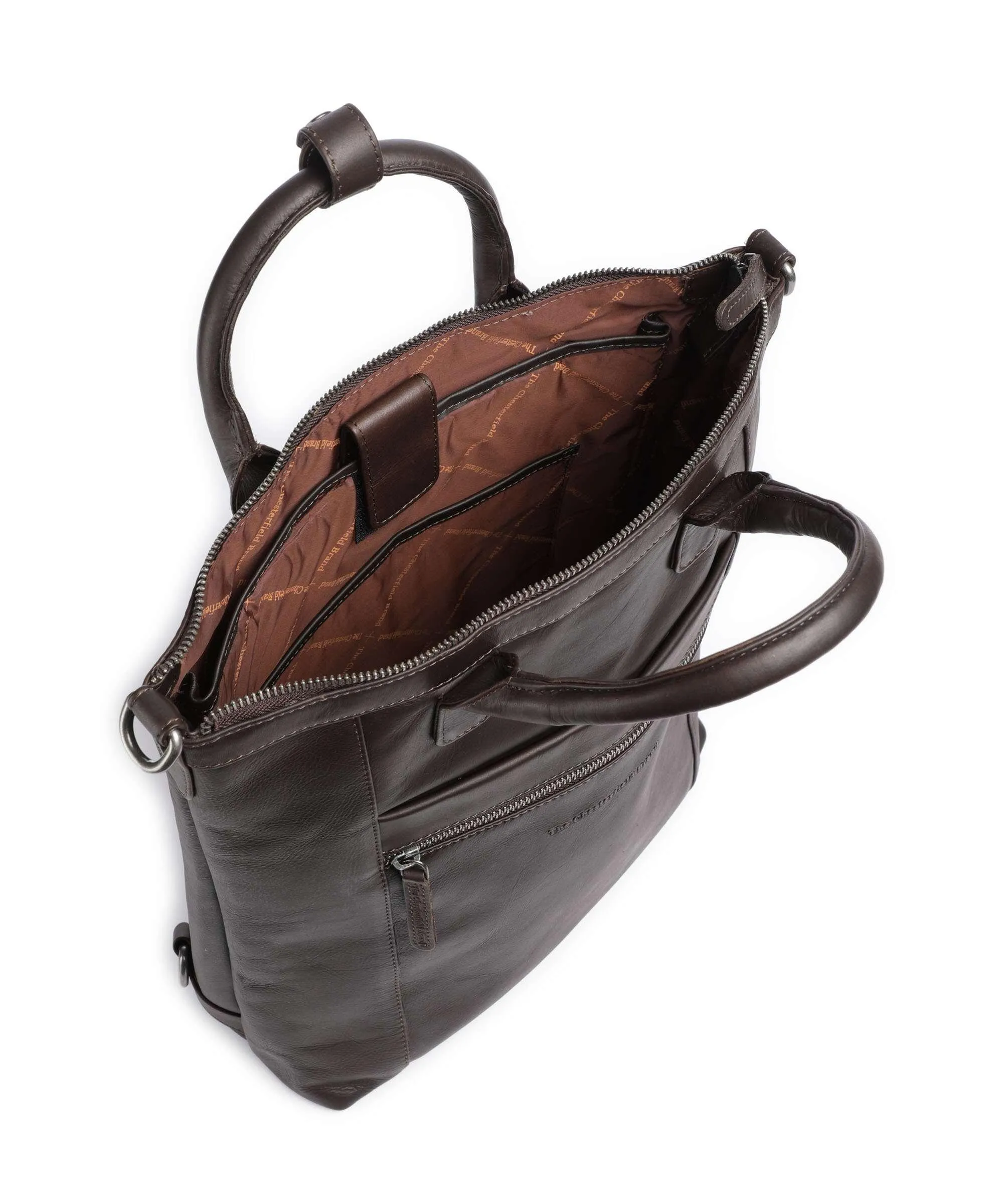  The Chesterfield Brand Cow Wax Pull Up Luisa Borsa a zainetto 15″ pelle bovina marrone scuro  