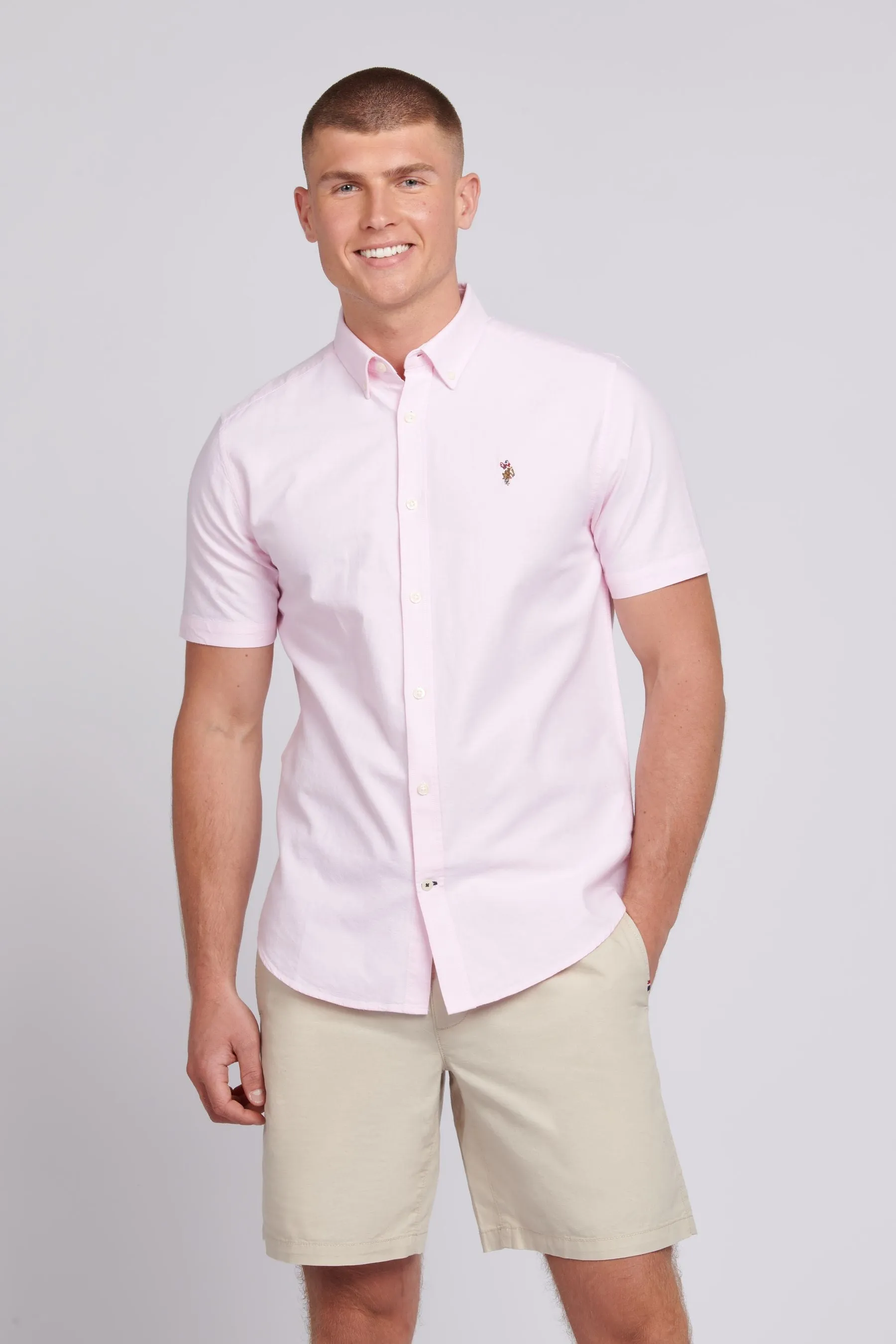 U.S. Polo Assn. Camicia Uomo Manica corta Oxford a righe