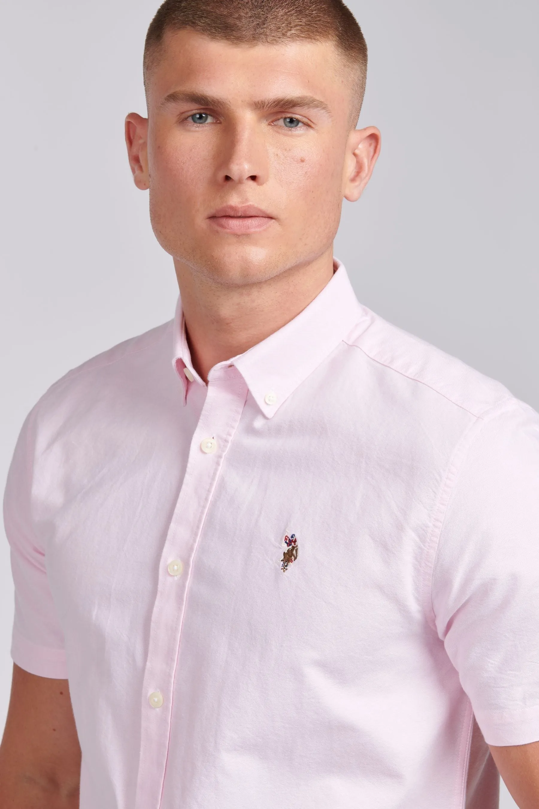 U.S. Polo Assn. Camicia Uomo Manica corta Oxford a righe