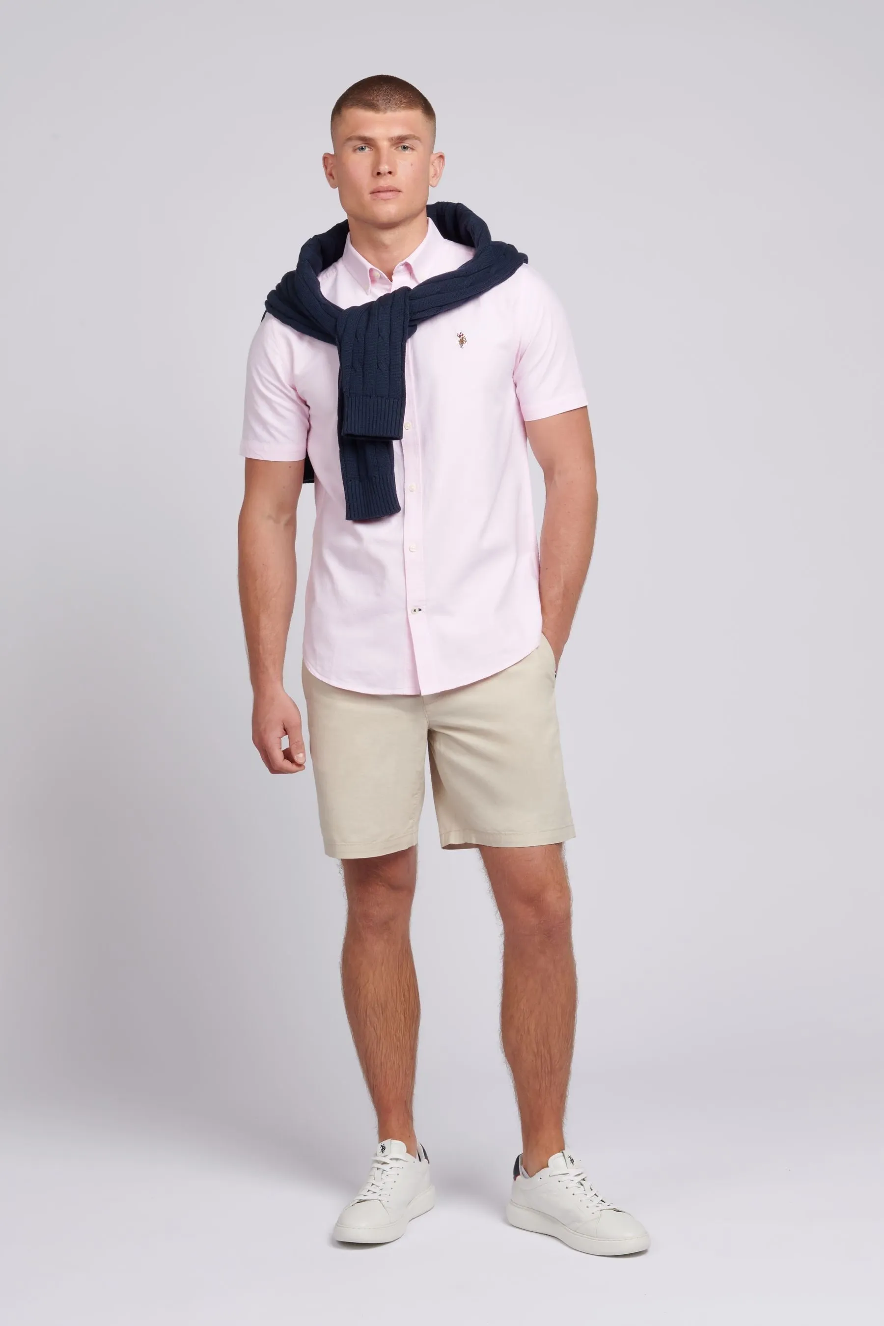 U.S. Polo Assn. Camicia Uomo Manica corta Oxford a righe