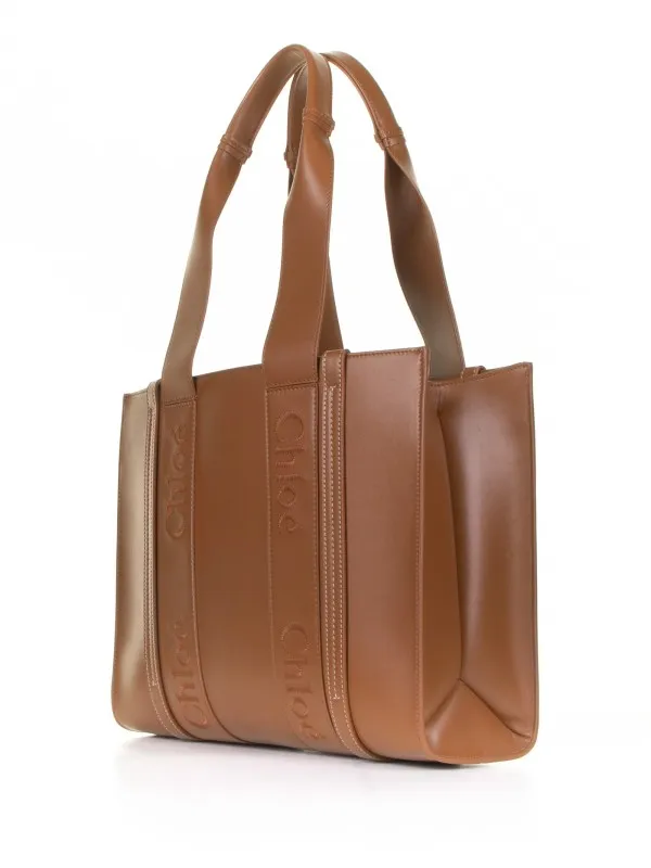 Woody medium leather tote bag